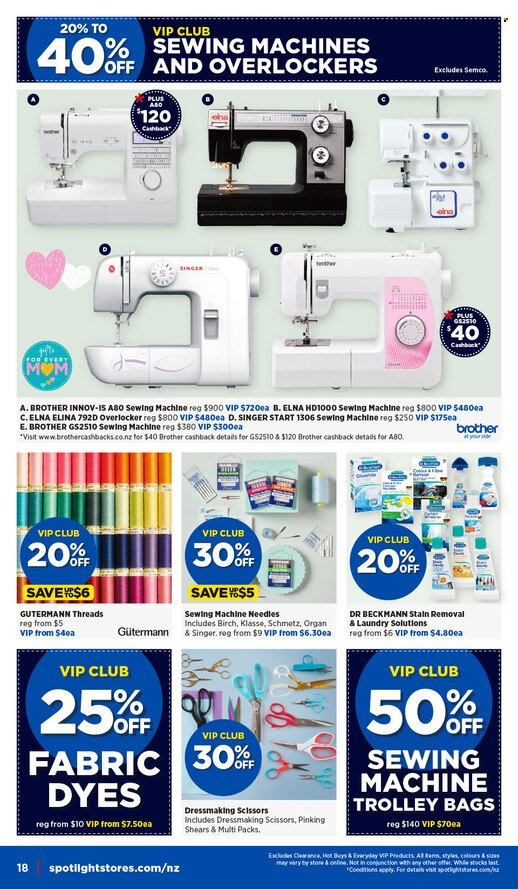 thumbnail - Spotlight mailer - 24.04.2024 - 05.05.2024 - Sales products - trolley, Brother, bag, scissors. Page 18.