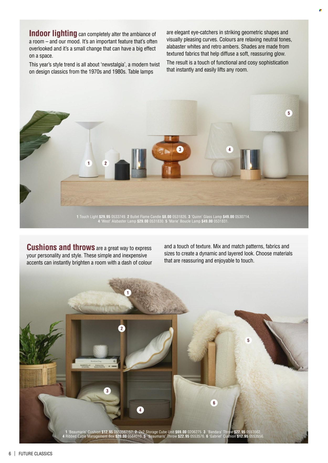 thumbnail - Bunnings Warehouse mailer - 24.04.2024 - 30.06.2024 - Sales products - table, cushion, candle, blanket, lamp, indoor lighting, lighting. Page 6.