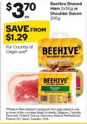 Beehive Shaved Ham or Shoulder Bacon