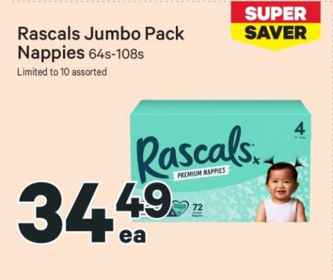 Rascals Jumbo Pack Nappies