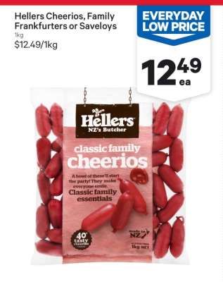 Hellers Cheerios, Family Frankfurters or Saveloys