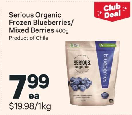 Serious Organic Frozen Blueberries/Mixed Berries 400g