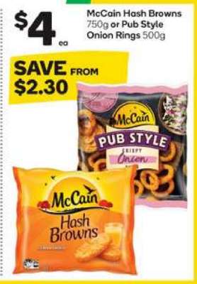 McCain Hash Browns or Pub Style Onion Rings