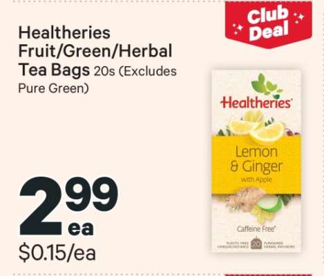 Healtheries Fruit/Green/Herbal Tea Bags 20s