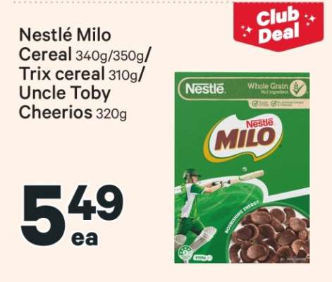 Nestlé Milo Cereal / Trix Cereal / Uncle Toby Cheerios
