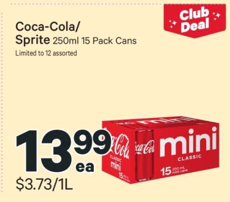 Coca-Cola/Sprite 250ml 15 Pack Cans