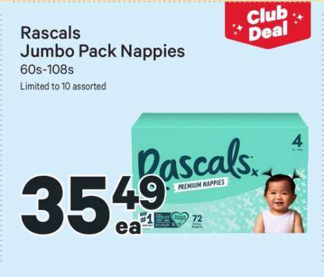 Rascals Jumbo Pack Nappies
