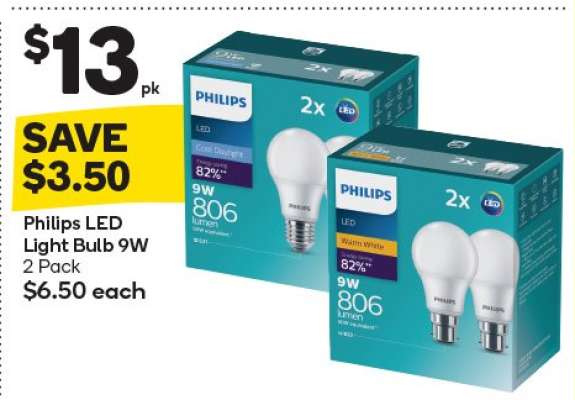 Philips LED Light Bulb 9W 2 Pack