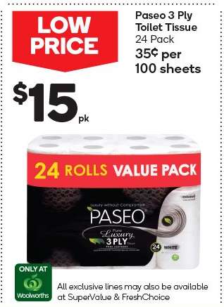 Paseo 3 Ply Toilet Tissue