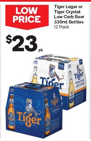 Tiger Lager or Tiger Crystal Low Carb Beer