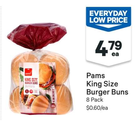Pams King Size Burger Buns