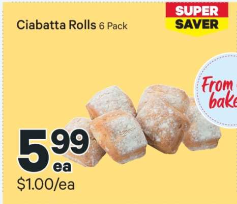 Ciabatta Rolls 6 Pack