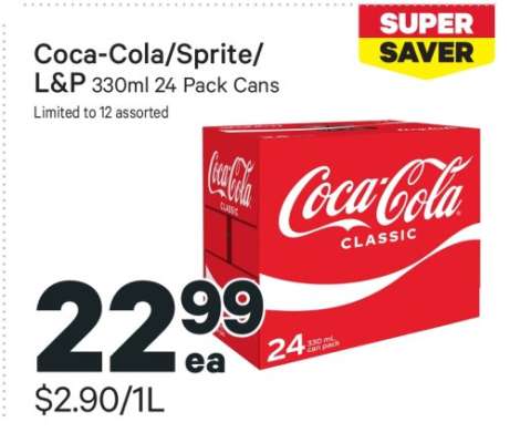 Coca-Cola/Sprite/L&P 330ml 24 Pack Cans