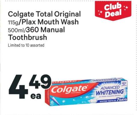 Colgate Total Original/Plax Mouth Wash/360 Manual Toothbrush