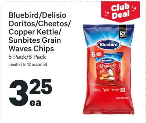 Bluebird/Delisio/Doritos/Cheetos/Copper Kettle/Sunbites Grain Waves Chips