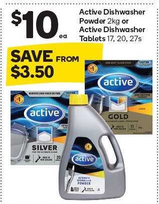 Active Dishwasher Powder or Tablets