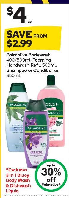 Palmolive Bodywash, Foaming Handwash Refill, Shampoo or Conditioner