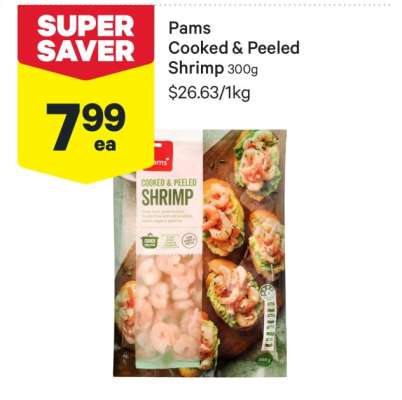 Pams Cooked & Peeled Shrimp 300g