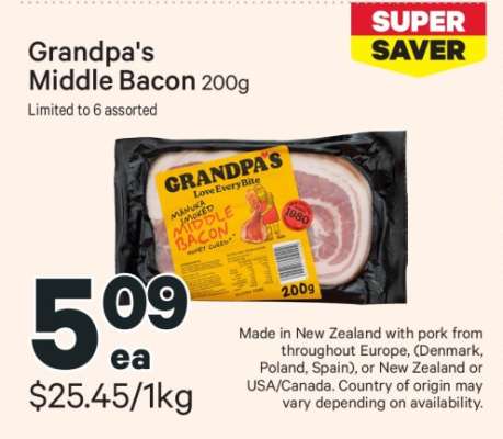 Grandpa's Middle Bacon 200g