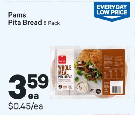 Pams Pita Bread 8 Pack