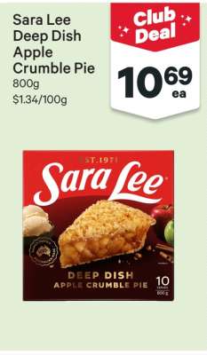 Sara Lee Deep Dish Apple Crumble Pie