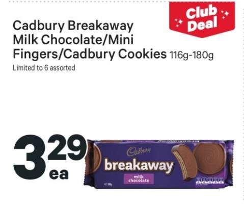 Cadbury Breakaway Milk Chocolate/Mini Fingers/Cadbury Cookies