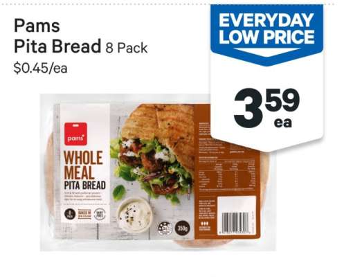 Pams Pita Bread 8 Pack