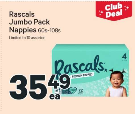 Rascals Jumbo Pack Nappies