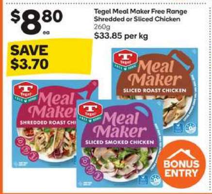 Tegel Meal Maker Free Range Shredded or Sliced Chicken