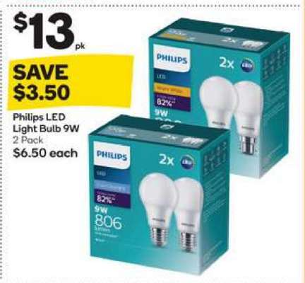 Philips LED Light Bulb 9W 2 Pack