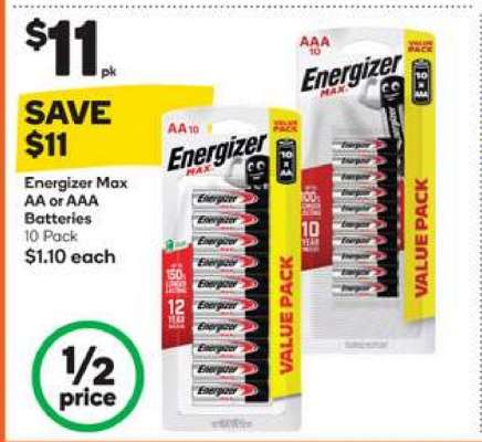 Energizer Max AA or AAA Batteries