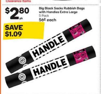 Big Black Sacks Rubbish Bags with Handles Extra Large