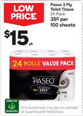 Paseo 3 Ply Toilet Tissue