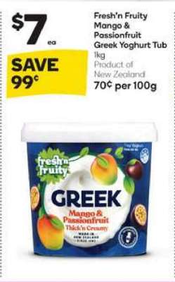 Fresh'n Fruity Mango & Passionfruit Greek Yoghurt Tub