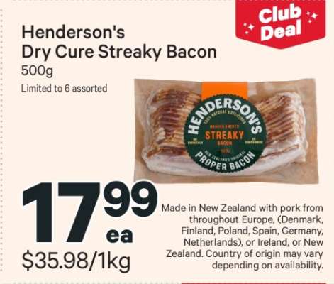 Henderson's Dry Cure Streaky Bacon