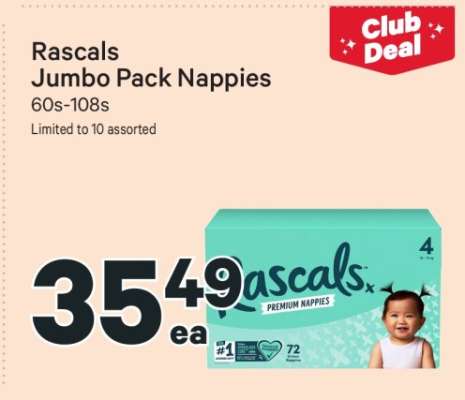 Rascals Jumbo Pack Nappies
