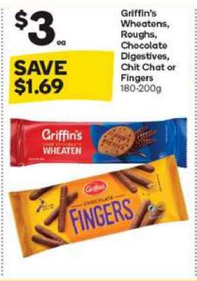 Griffin's Wheatens, Roughs, Chocolate Digestives, Chit Chat or Fingers