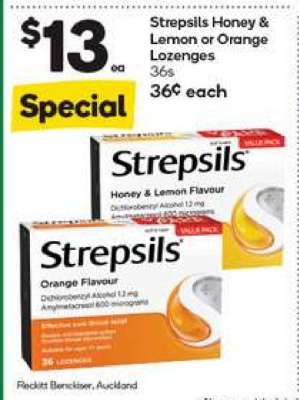 Strepsils Honey & Lemon or Orange Lozenges