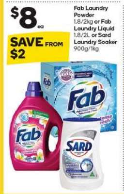 Fab Laundry Powder or Fab Laundry Liquid or Sard Laundry Soaker